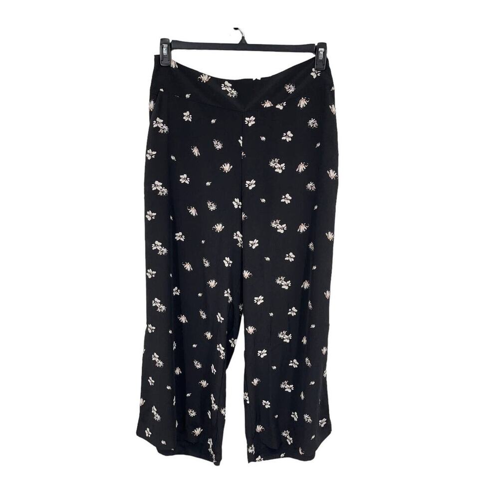 Gibsonlook pants Smocked waist wide leg pants floral black size XXL